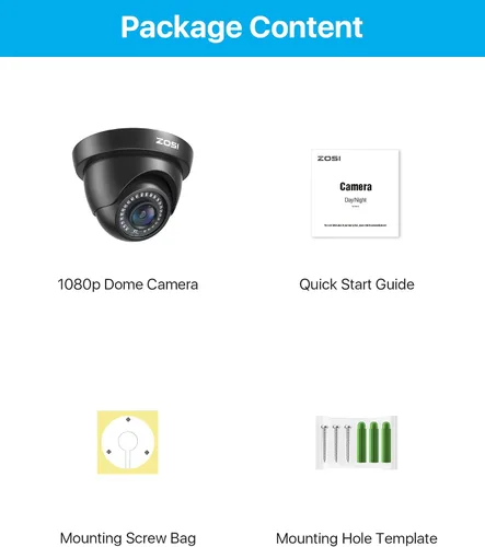 Vista 9 de ZOSI 2.0MP HD 1080p 1920TVL cámara de seguridad, 4 en 1 HD TVI/CVI/AHD/CVBS cámara CCTV, visión nocturna de 80 pies, interior al aire libre, carcasa