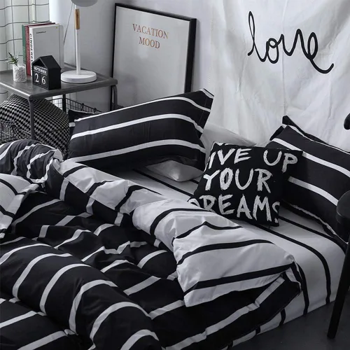 Vista 4 de Set de funda de edredón LAMEJOR, set de ropa de cama, funda de edredón de microfibra (1 funda de edredón y 2 fundas de almohada), color negro