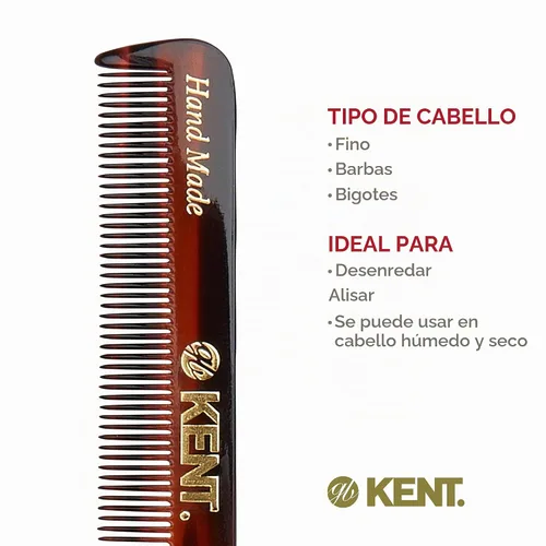 Vista 6 de Kent hecho a mano de los hombres bolsillo peines