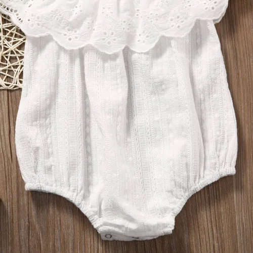 Vista 6 de Baby Girl Romper Jumpsuit Off Shoulder Lotus Leaf Bodysuit Infant Clothes Outfit