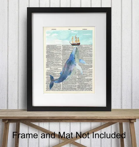 Vista 2 de Arte de Pared con Diccionario Náutico de Ballena - Foto de 8x10, Imagen - Océano, Mar, Playa, Decoración del Hogar, Decoración Shabby Chic - Regalo