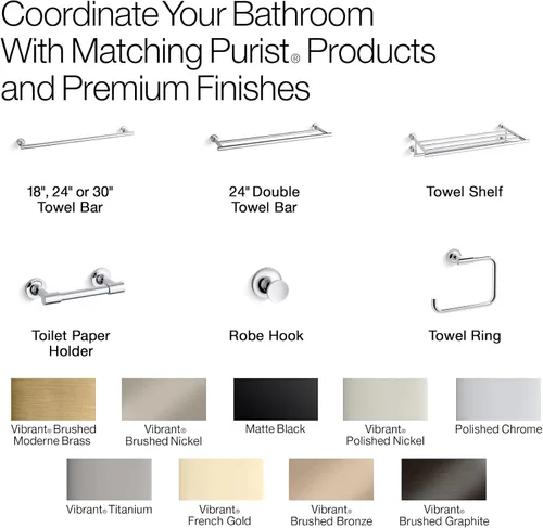 Vista 7 de Kohler 14375-TT Purist® - Toallero doble de 24 pulgadas, titanio vibrante