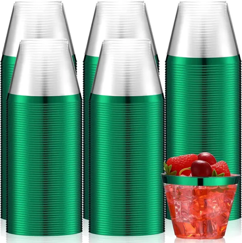 Vista 16 de Lounsweer 100 piezas de vasos de plástico con borde de 9 onzas, vasos de cóctel transparentes para boda, vasos de vino desechables resistentes