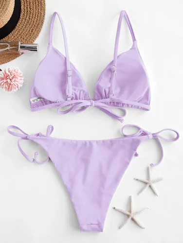Vista 4 de ZAFUL Bikini triangular para mujer conjunto de bikini floral de dos piezas