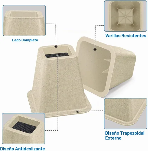Vista 3 de ANNKUT Elevadores de cama resistentes de 6 pulgadas, elevadores de muebles para escritorio, silla, mesa o sofá, elevadores de sofá, soporta hasta