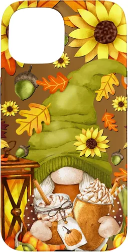 Vista 6 de iPhone 13 Pro Max Lindo gnomo de especias de calabaza con árbol de otoño hojas de otoño