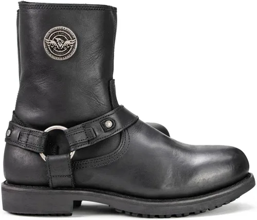 Vista 7 de Milwaukee Leather MBM9042 - Botas de motocicleta con arnés corto de cuero Ruf negro para hombre con cremallera