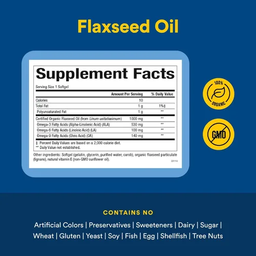 Vista 4 de Factores Omega por factores naturales, aceite de linaza, apoya la salud general con ácidos grasos omega-3, 6 y 9, 180 cápsulas blandas