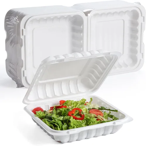 Vista 7 de YANGRUI Recipientes Desechables de 7.8" 30 oz Paquete de 65 - Envuelto en Plástico Retráctil Contenedor de Alimentos de Plástico PP Relleno
