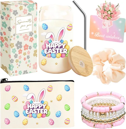 Vista 12 de 8 PCS Mejor Juego de Regalo para Profesoras 16oz Vaso de Café de Vidrio con Tapa y Pajita, Calcetines Acolchados, Bolsa de Regalo, Llavero y Tarjeta
