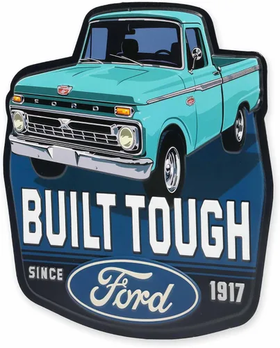 Vista 31 de Ford Logo Evolution - Letrero de metal vertical en relieve – Letrero vintage de Ford para garaje o cueva de hombre