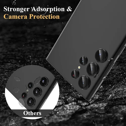 Vista 4 de YWXTW para Samsung Galaxy S23 Ultra Protector de lente de cámara, Protector de pantalla de lente de cámara de vidrio templado con anillo metálico