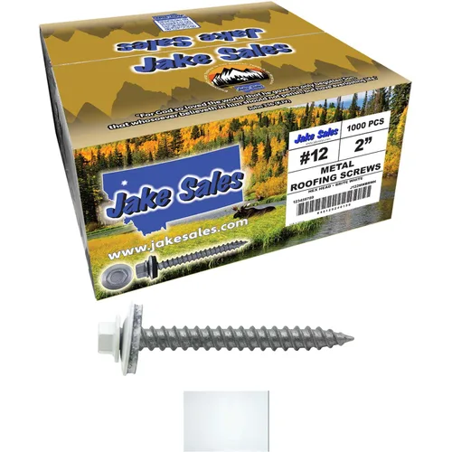 Vista 25 de 12 tornillos para techos de metal gris ABC de 1-1/2 pulgadas, cabezal de arandela hexagonal, arranque automático/roscado, arandela EPDM. 1 bolsa