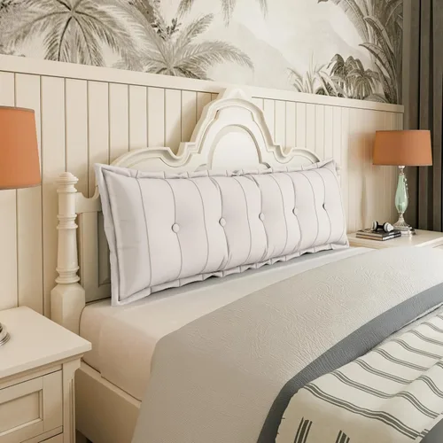 Vista 23 de Johnear Almohada de cabecera negra de felpa para lectura, almohada de apoyo para la espalda, almohada para cama sentada, sofá cama para adultos