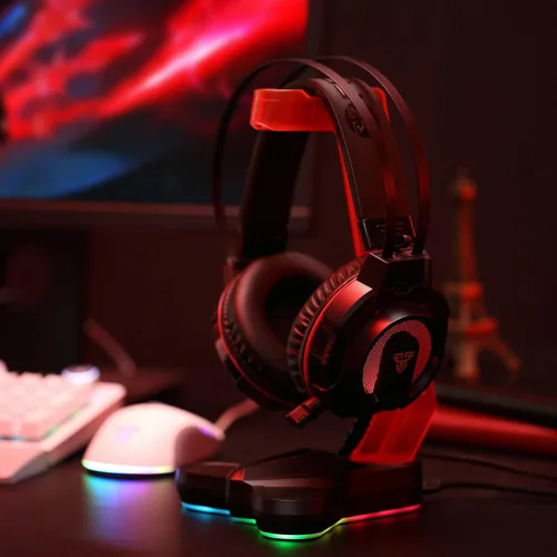 Vista 5 de FANTECH Soporte de auriculares Tower RGB, soporte para auriculares para jugadores Gaming PC Accesorios (rojo)