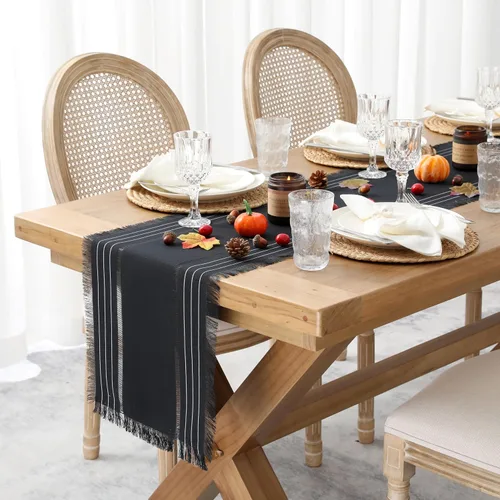 Vista 4 de Chassic - Caminos de mesa estilo granja, rústicos boho de 72 pulgadas de largo para comedor, decoración de mesa para fiestas, vacaciones y bodas, 14