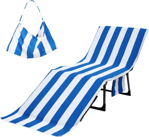Vista 8 de Funda para silla de playa con bolsillos laterales, acogedora funda para silla de playa de secado rápido, para piscina, playa, jardín, hotel, tomar