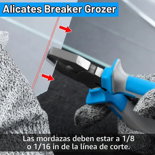 Vista 3 de SPEEDWOX Juego de alicates de corte de vidrio de 6" - Rompedor y corredor - Cortador de botellas y vidrieras