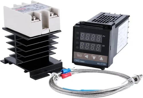 Vista 2 de REX-C100 Digital RKC PID Thermostat Temperature Controller Digital 240V REX-C100＋K Thermocouple Probe＋Heat Sink＋40A SSR(3pcs)