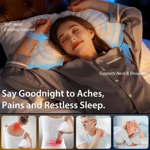 Vista 3 de BETU Almohada Refrescante Tamaño Queen, Almohada Fresca de Espuma Viscoelástica Triturada para Personas que Duermen con Calor, Almohadas de Cama