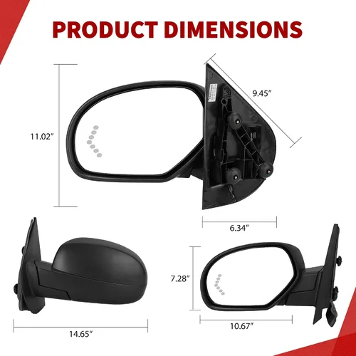 Vista 7 de YITAMOTOR Espejo retrovisor izquierdo para remolque con vidrio ajustado eléctricamente y calefactado, señal de giro LED con flecha, lámpara
