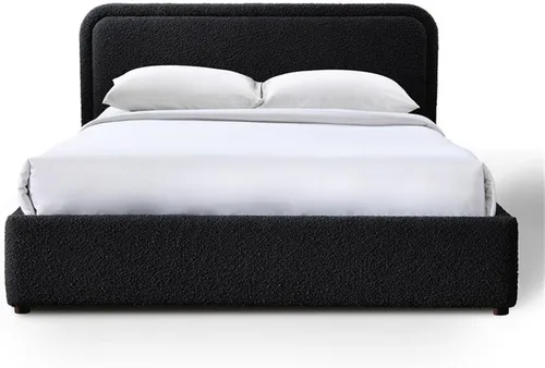 Vista 7 de Chloe - Cama de plataforma tapizada No requiere somier (borde negro, marco de cama queen)