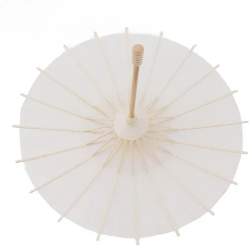 Vista 3 de Honio Kids Paper Parasol Retro Bamboo and Paper for Smooth Opening and Closing Elegant Paper Parasol White