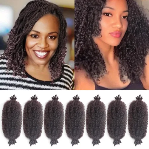 Vista 39 de Cabello afro trenzado elástico de 16 pulgadas, paquete de 3 marley twist para rastas falsas, trenzas rizadas de mariposa, cabello trenzado marley