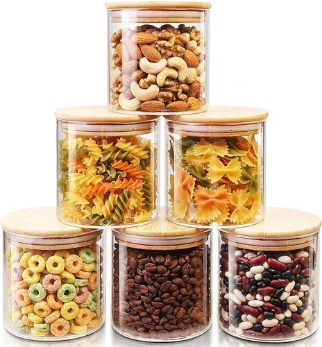 Vista 9 de HomArtist Juego de 4 recipientes grandes de vidrio para harina y azúcar, 180oz x2 & 93oz x2, recipientes de vidrio para almacenamiento de alimentos