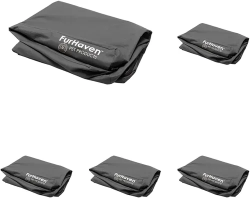 Vista 6 de Furhaven - Funda de repuesto para cama de perro, resistente al agua, con logo estampado, Oxford Polycanvas, lavable - Castaño, L