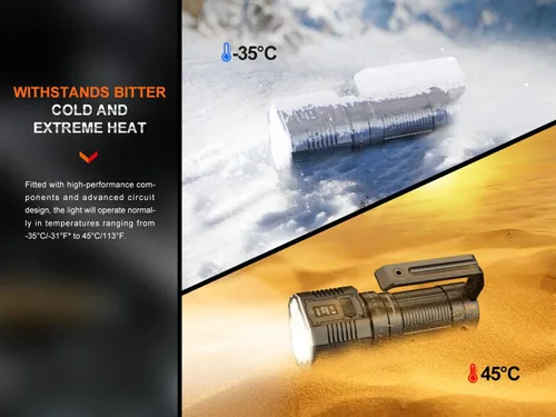 Vista 13 de fenix LR60R, linterna LED recargable de largo alcance ultra brillante 21,000 lúmenes 3,559.7 ft 113 horas máximo carga rápida de 45 W