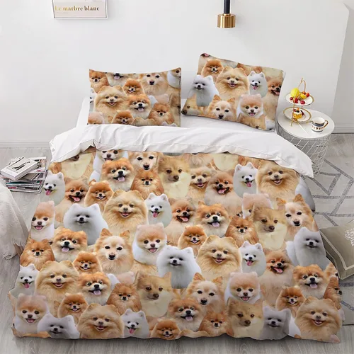 Vista 6 de Airedale Terrier - Juego de funda de edredón con estampado de cara de perro, juego de ropa de cama de 3 piezas, juego de funda de edredón suave