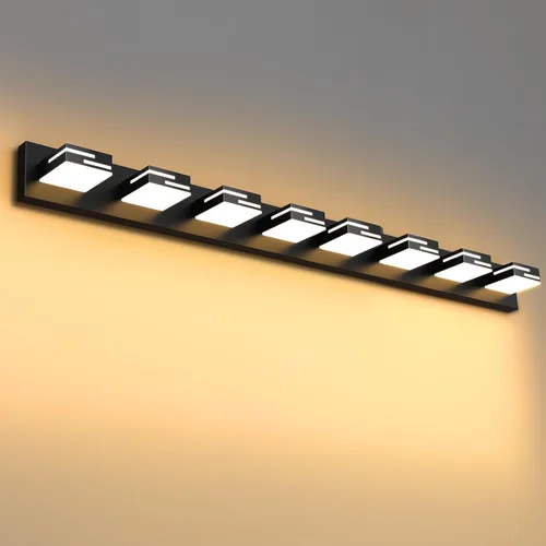 Vista 21 de Lámparas LED modernas para tocador de baño, 2 luces regulables de 15 pulgadas, color negro mate, para accesorios de iluminación de baño sobre