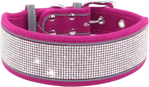 Vista 7 de Serijoars Collar de perro con diamantes de imitación, deslumbrante, suave, cómodo, reflectante, collar para perro grande, collar de diamantes