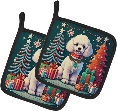 Vista 30 de Affenpinscher - Par de soportes para ollas de Navidad