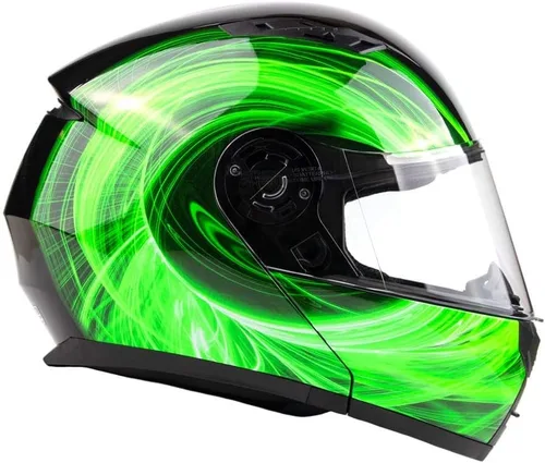Vista 10 de Casco de motocicleta modular para adultos DOT con anteojos de sol retráctiles de cara completa abatibles Typhoon TH158