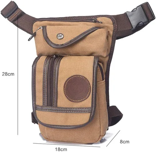Vista 5 de Hebetag Bolsa de lona para piernas al aire libre para hombres y mujeres táctica militar motocicleta ciclismo multi-bolsillo cintura riñonera bolsa