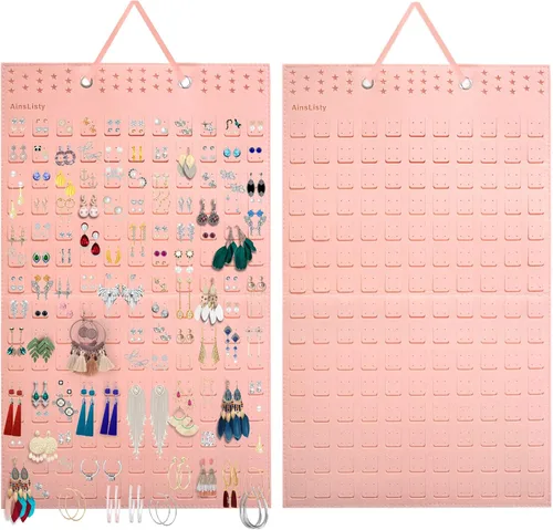 Vista 8 de Organizador de aretes colgantes, con capacidad para hasta 330 pares, soporte de pared de fieltro suave, organizador de aretes para mujeres y niñas