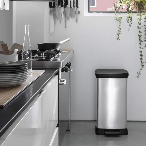 Vista 11 de Curver Tapa en acero inoxidable como acabado, reciclaje perfecto para uso doméstico en interiores para eliminación de basura, 50 litros, metálico