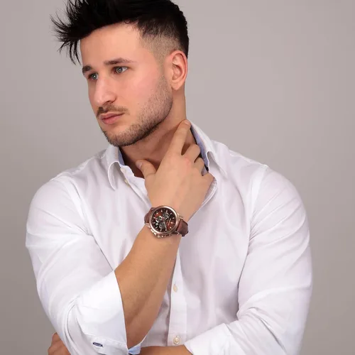 Vista 4 de Maserati R8871621004 Successo Reloj analógico de cuarzo marrón para hombre, Marrón oscuro, Moderno