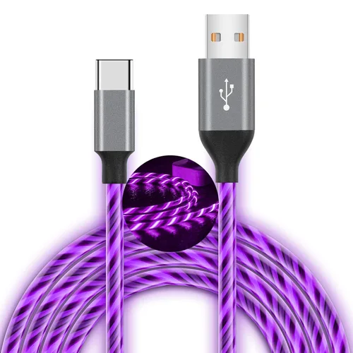 Vista 7 de Cable USB C, cargador tipo C de 6 pies de luz de carga rápida, cable USB tipo C compatible con iPhone 15, Samsung Galaxy S10 S9 S8 Plus, Note 10 9