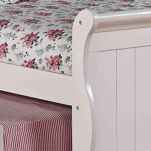 Vista 4 de Donco Kids 325-FW_503-W - Cama de trineo con cama nido, matrimonial/individual, color blanco