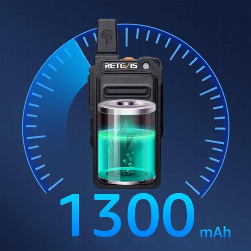 Vista 3 de Retevis RT19 Mini Walkie Talkie, Walkie Talkies con auricular, 1300 mAh, clip de metal, portátil, radio bidireccional compacta para adultos