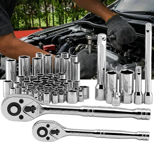 Vista 5 de Prostormer Juego de herramientas mecánicas de 240 piezas, surtido general SAE/métricas y llaves de llaves de reparación automotriz con caja