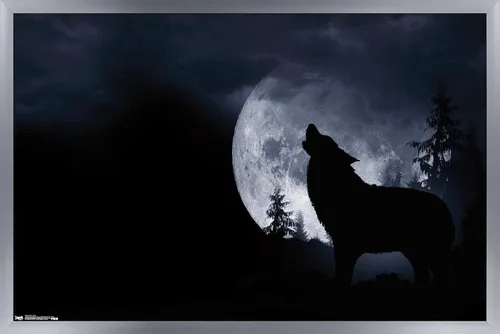 Vista 11 de Trends International Póster de pared de lobo - aullido, 14.725 x 22.375 pulgadas, versión enmarcada de madera de granero
