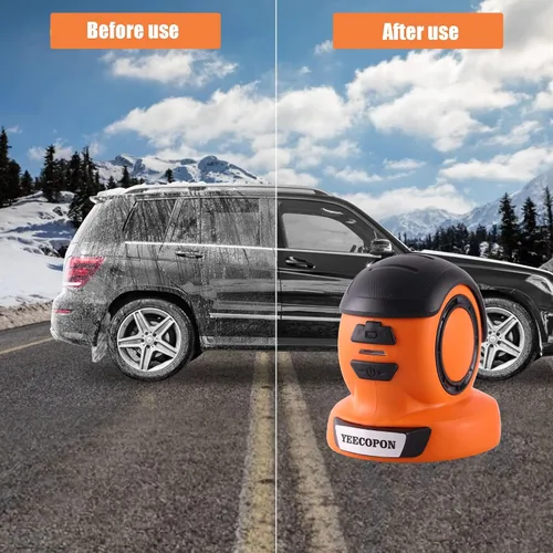 Vista 7 de YEECOPON Rascador de hielo eléctrico 3 en 1 para automóviles y hogar - Descongelador de mano inalámbrico, limpiador y pulidor, motor de 500 RPM