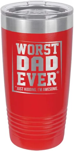 Vista 8 de El peor papá nunca negro vaso de bebida de 20 oz con popote Taza de viaje grabada con láser Comparar con Yeti Rambler Idea de regalo papá