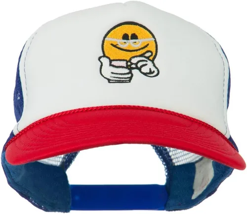 Vista 7 de e4Hats Scribe Smile Face - Gorra de malla de espuma bordada Negro blanco