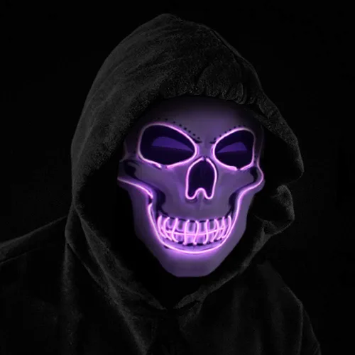 Vista 10 de Máscara de Halloween con luz LED de OceanWings para disfraces de miedo, para suministros de fiesta