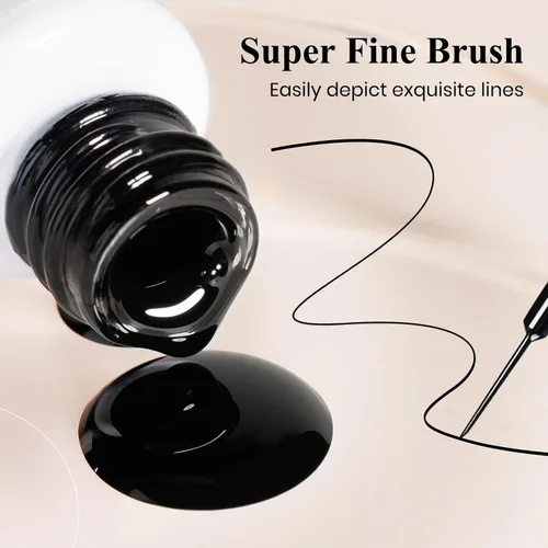 Vista 6 de MIZHSE Gel Liner Nail Art Polish Pintura en gel en blanco y negro para uñas, diseño de líneas de remolino, pintura de puntos, kit de manicura